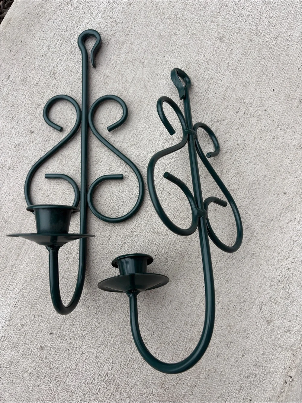 Decorative Teal Metal Wall Sconce Candle Holders - Pair